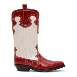 Red/White Mid Shaft Embroidered Western Boots