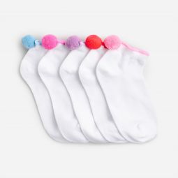 Girls pom-pom ankle socks five-pack