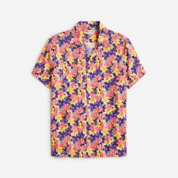 Cotton-viscose camp-collar shirt in print
