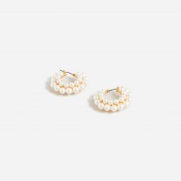 Layered mini-pearl hoop earrings