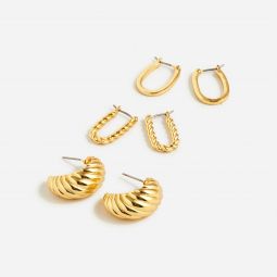 Sculptural gold earrings set-of-three