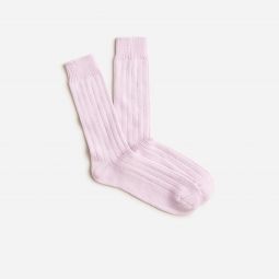 Ribbed cotton-blend socks