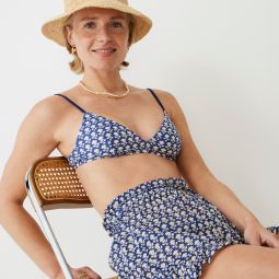 French bikini top in blue stamp floral