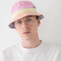 Bucket hat with snaps in cotton poplin