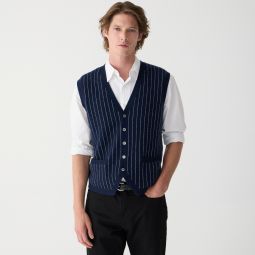 Cashmere-blend cardigan sweater-vest in pinstripe