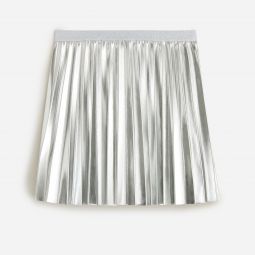 Girls pleated pull-on skirt in metallic