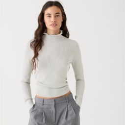 Metallic merino wool ruffleneck sweater