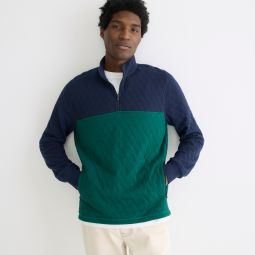 Quilted half-zip pullover in colorblock
