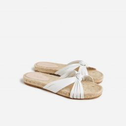 Made-in-Spain knotted espadrille slides in leather