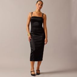 Collection fitted midi dress in stretch satin