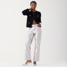Full-length demi-boot pant in metallic faux leather