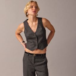 Collection cropped vest in Italian pinstripe wool blend with Lurexu0026reg; metallic threads