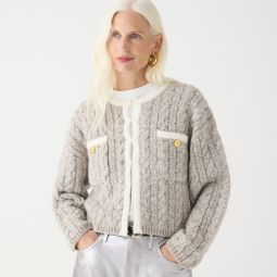 Cable-knit sweater lady jacket