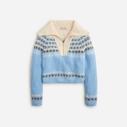 Fair Isle half-zip sweater in brushed yarn