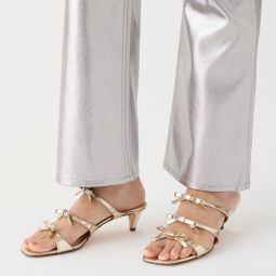 Zadie bow-strap heels in metallic leather
