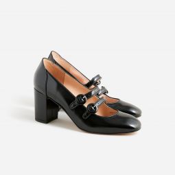Maisie double-strap heels in Italian spazzolato leather