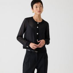 Sheer button-up shirt with jewel buttons in organza blend