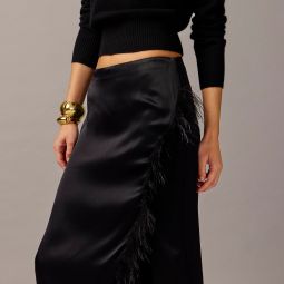 Collection feather-trim wrap skirt