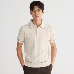Texture-stitch cotton-tipped sweater-polo