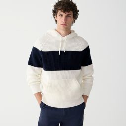 Cotton shaker-stitch hooded sweater