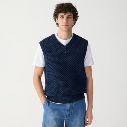 Cotton berry-stitch sweater-vest