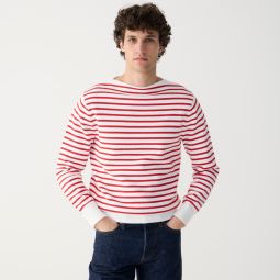 Cotton boatneck sweater in stripe