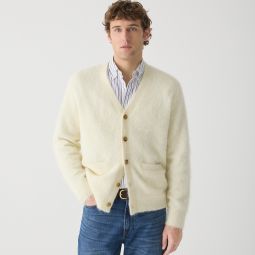 Alpaca-blend V-neck cardigan sweater in stripe