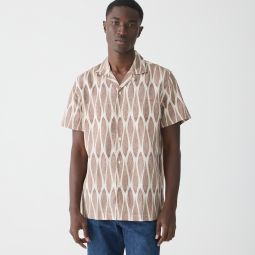 Short-sleeve cotton-linen blend shirt in print