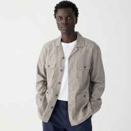 Linen-cotton blend four-pocket camp-collar overshirt