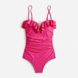 Matte ruched one-piece swimsuit with ruffles