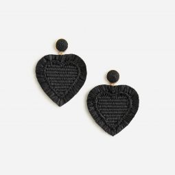 Oversized heart raffia earrings