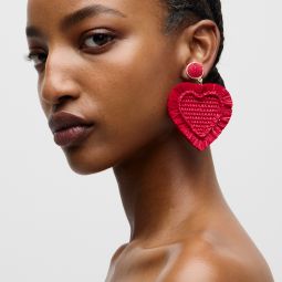 Oversized heart raffia earrings