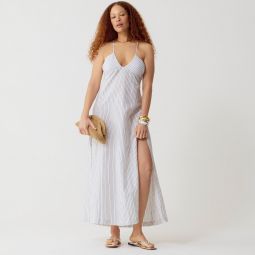Cross-back beach dress in linen-cotton blend