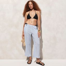 Relaxed beach pant in striped airy gauze