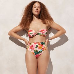 High-rise full-coverage bikini bottom in floral