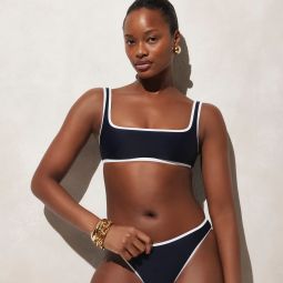 Squareneck bikini top with contrast trim