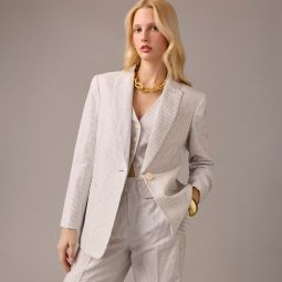 Collection tuxedo blazer in Italian linen blend with Lurexu0026reg; metallic threads