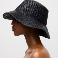 Wide-brim raffia bucket hat