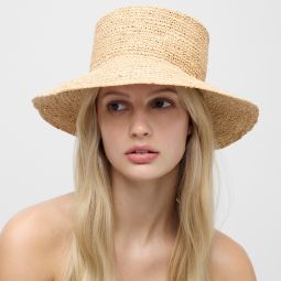 Wide-brim raffia bucket hat