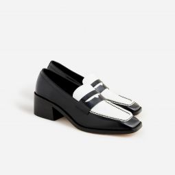 Addison stacked-heel loafers in colorblock leather