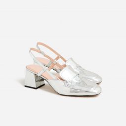 Layne slingback loafer heels in metallic leather