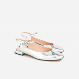 Ankle-strap flats in metallic leather