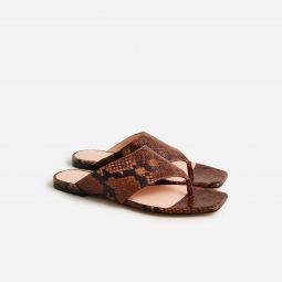 New Capri wide thong sandals in snake-embossed leather