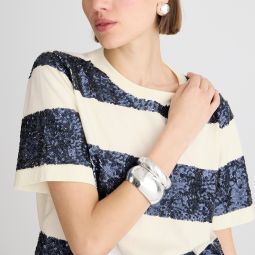 Broken-in jersey T-shirt in sequin stripe