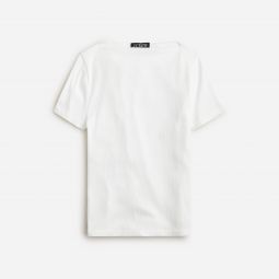 Fine-rib fitted boatneck T-shirt in stripe