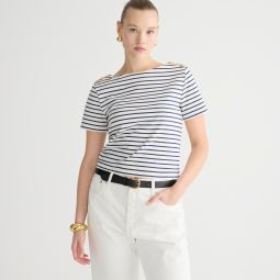 Mariner cloth short-sleeve T-shirt with buttons