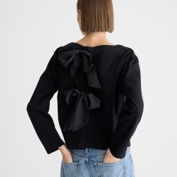 Boatneck T-shirt with bows in mariner cotton