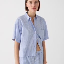 Cropped short-sleeve pajama pant set in stripe