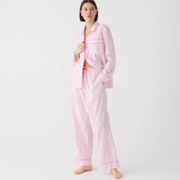Long-sleeve cotton poplin pajama pant set in stripe