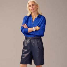 Collection pleated trouser short in leather